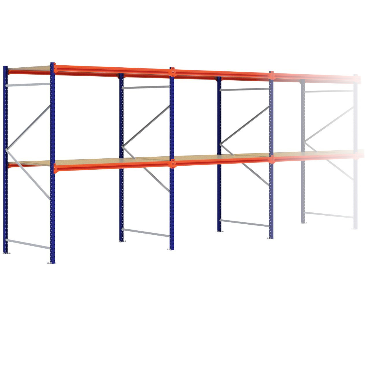 Grootvakstelling 2.500 mm x 11.500 mm x 1.200 mm (HxLxD) - 2 niveaus