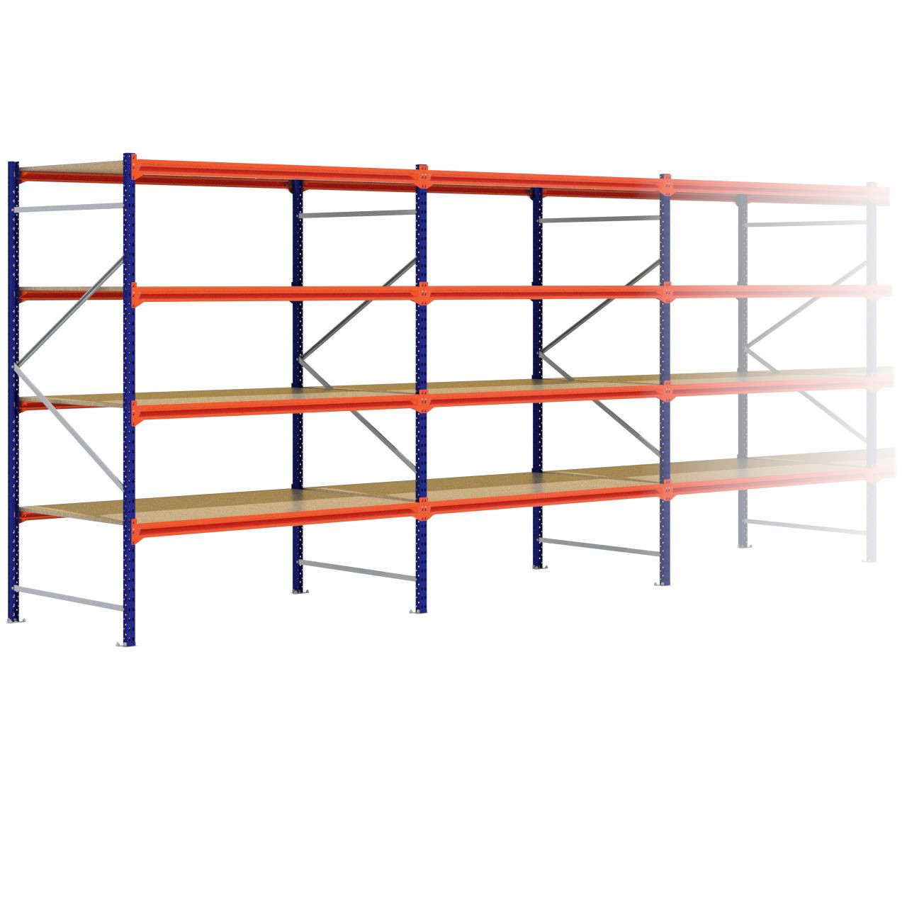 Grootvakstelling 2.500 mm x 11.500 mm x 1.200 mm (HxLxD) - 4 niveaus