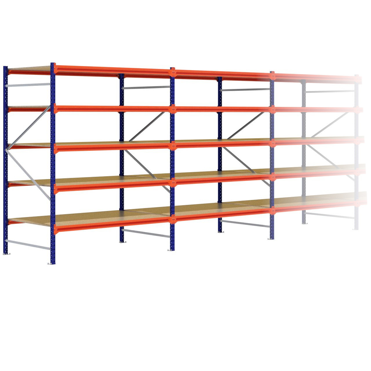Grootvakstelling 2.500 mm x 11.500 mm x 1.200 mm (HxLxD) - 5 niveaus