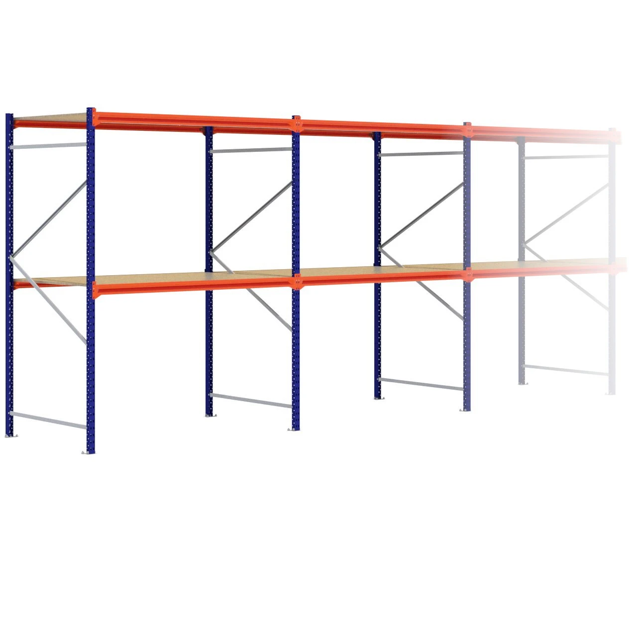 Grootvakstelling 2.500 mm x 13.400 mm x 1.200 mm (HxLxD) - 2 niveaus