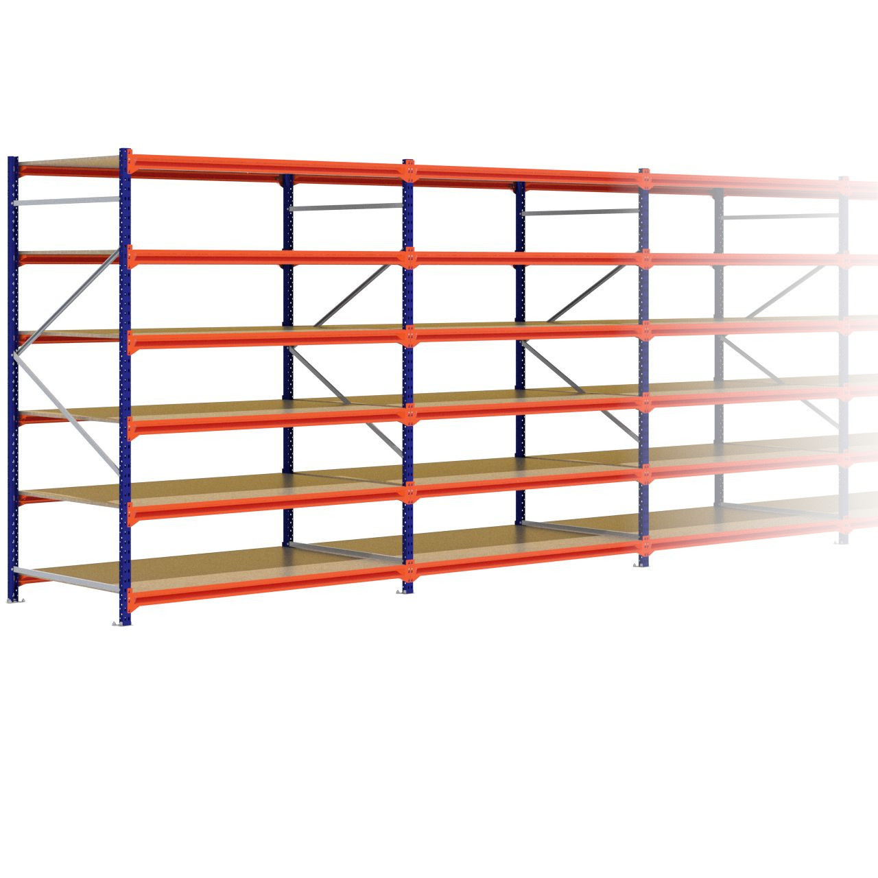 Grootvakstelling 2.500 mm x 13.400 mm x 1.200 mm (HxLxD) - 6 niveaus