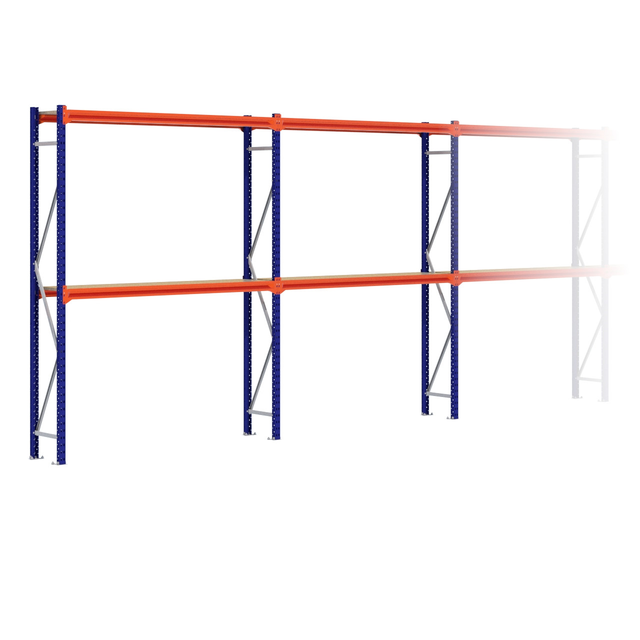 Grootvakstelling 2.500 mm x 19.100 mm x 400 mm (HxLxD) - 2 niveaus