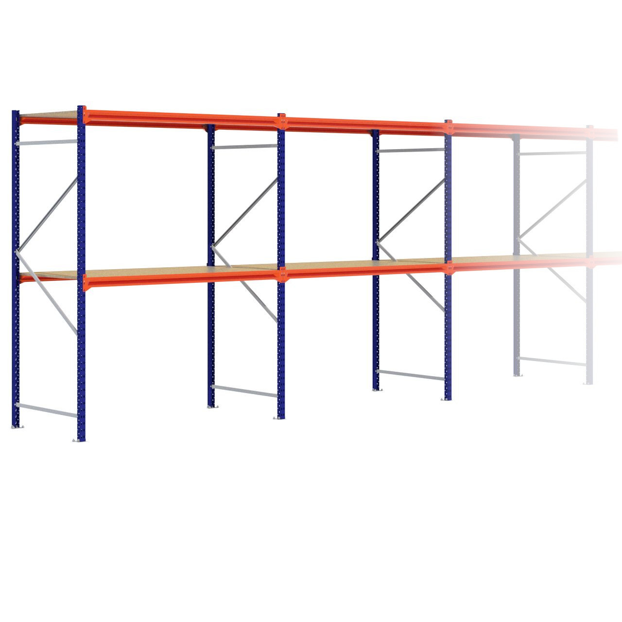 Grootvakstelling 2.500 mm x 19.100 mm x 1.000 mm (HxLxD) - 2 niveaus