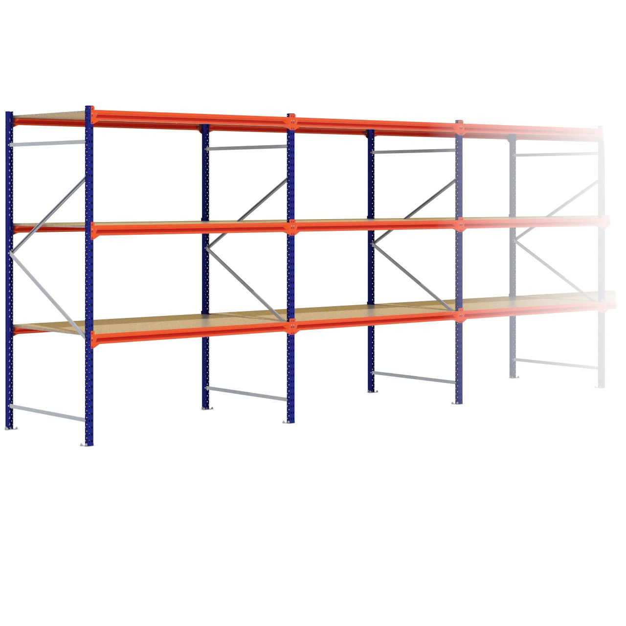 Grootvakstelling 2.500 mm x 19.100 mm x 1.200 mm (HxLxD) - 3 niveaus