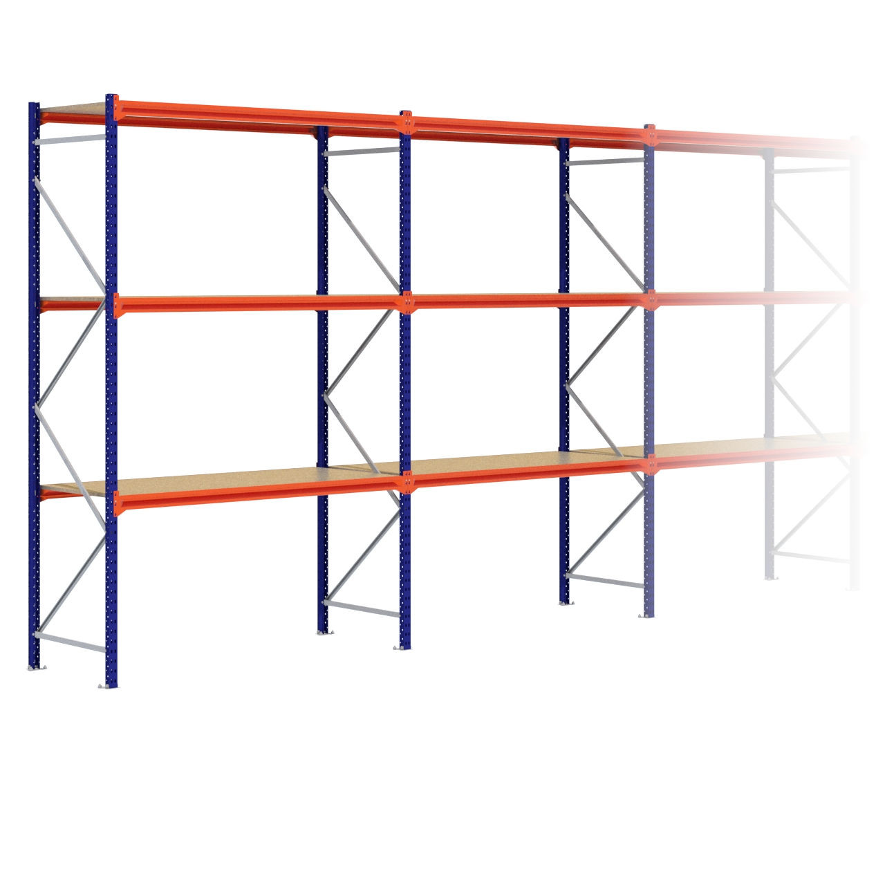 Grootvakstelling 3.000 mm x 7.700 mm x 800 mm (HxLxD) - 3 niveaus