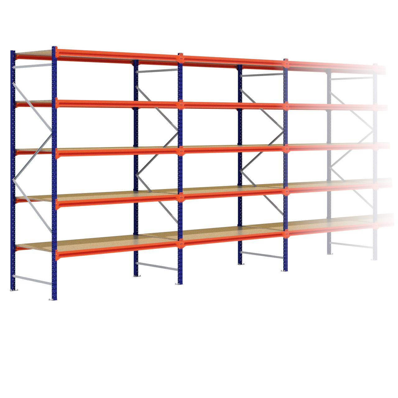 Grootvakstelling 3.000 mm x 7.700 mm x 1.000 mm (HxLxD) - 5 niveaus