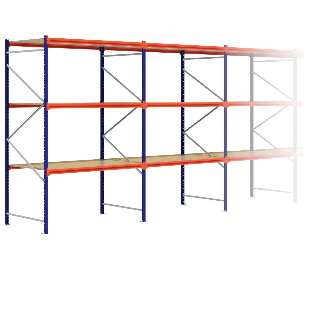 Grootvakstelling 3.000 mm x 7.700 mm x 1.200 mm (HxLxD) - 3 niveaus