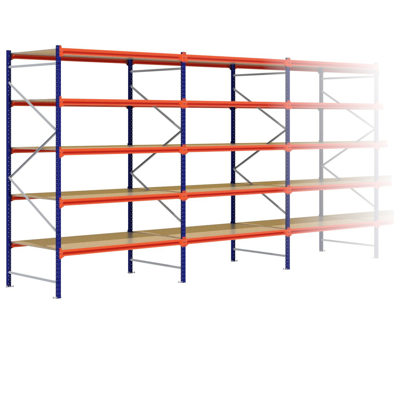 Grootvakstelling 3.000 mm x 7.700 mm x 1.200 mm (HxLxD) - 5 niveaus