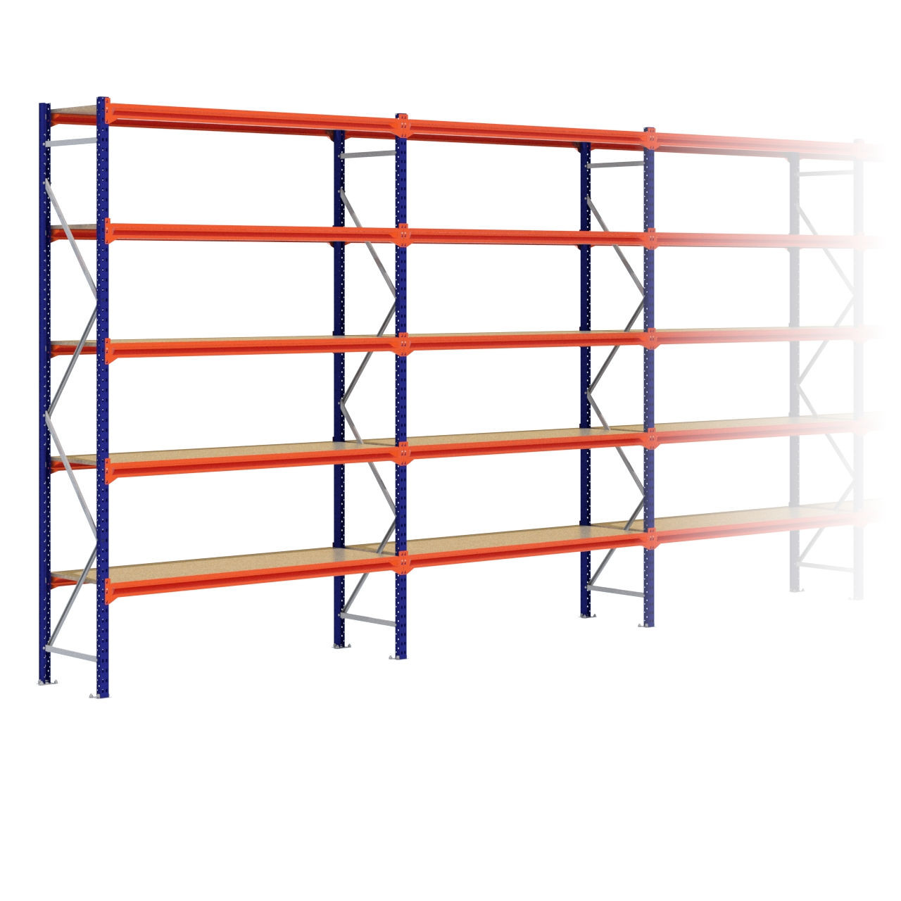 Grootvakstelling 3.000 mm x 9.600 mm x 600 mm (HxLxD) - 5 niveaus