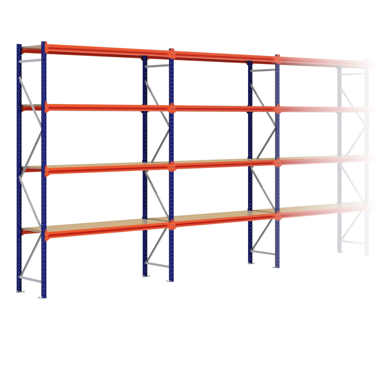 Grootvakstelling 3.000 mm x 11.500 mm x 600 mm (HxLxD) - 4 niveaus
