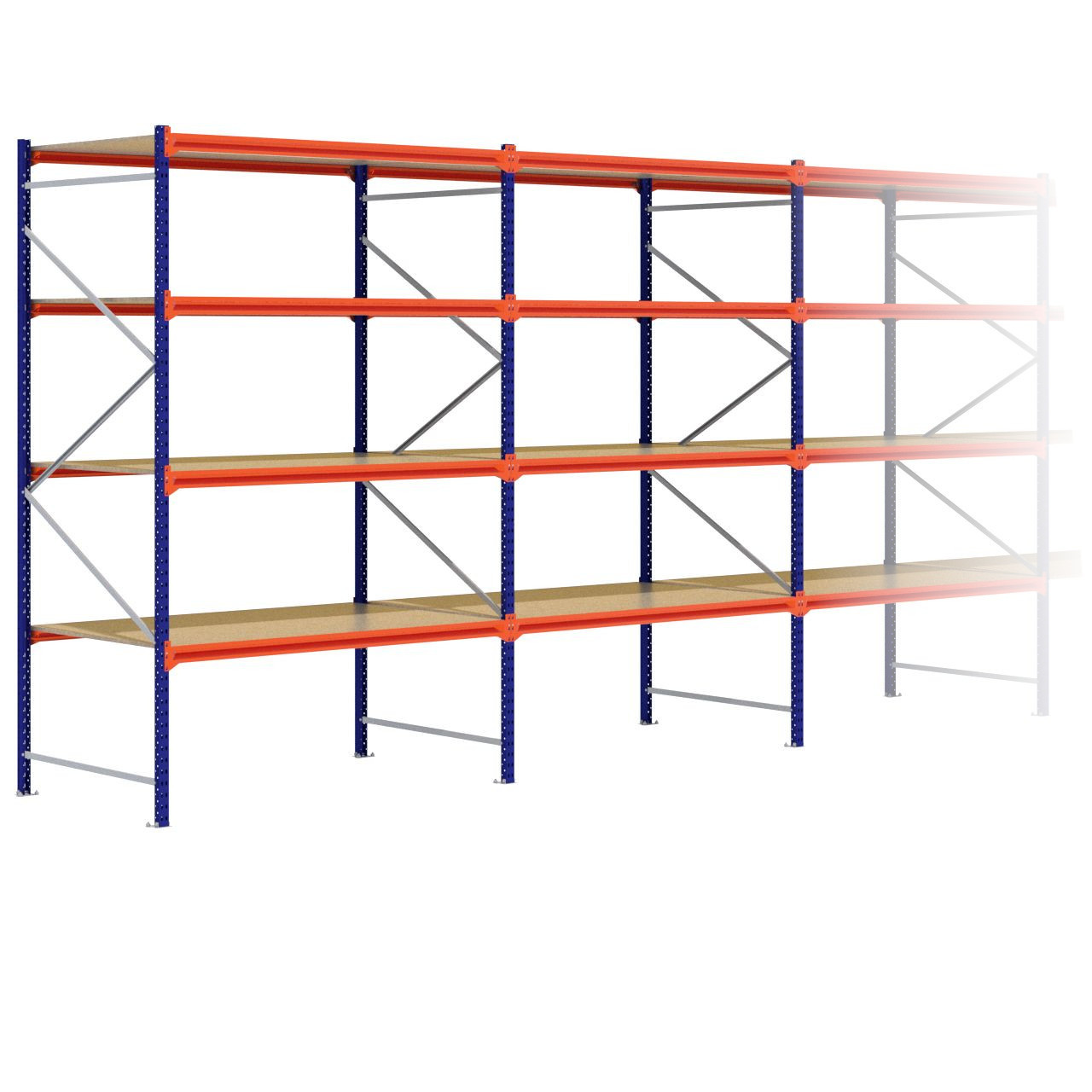 Grootvakstelling 3.000 mm x 11.500 mm x 1.200 mm (HxLxD) - 4 niveaus