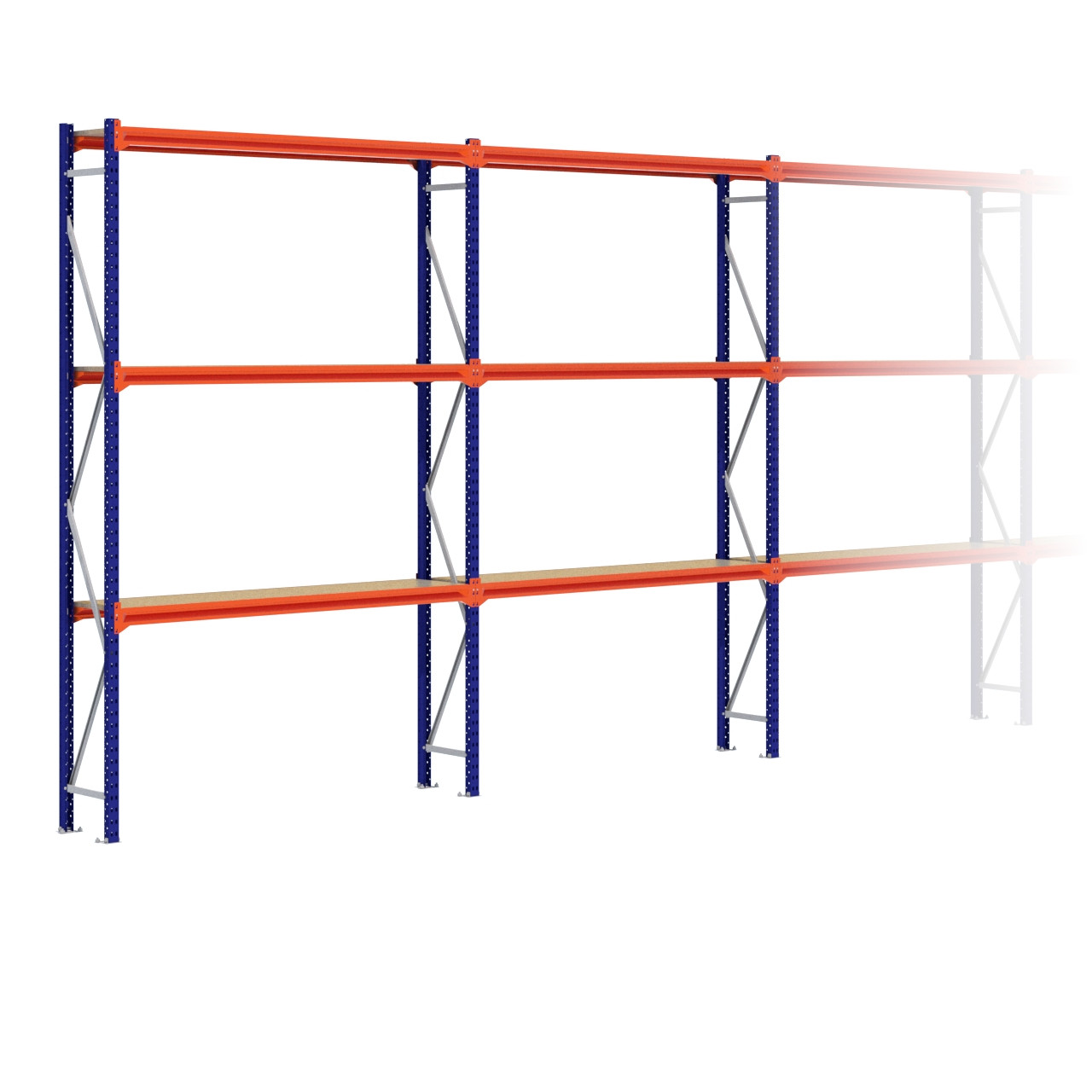 Grootvakstelling 3.000 mm x 13.400 mm x 400 mm (HxLxD) - 3 niveaus
