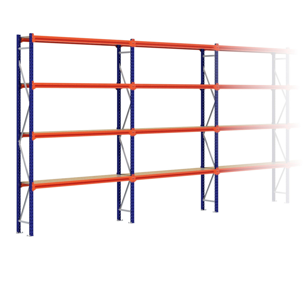 Grootvakstelling 3.000 mm x 17.200 mm x 400 mm (HxLxD) - 4 niveaus