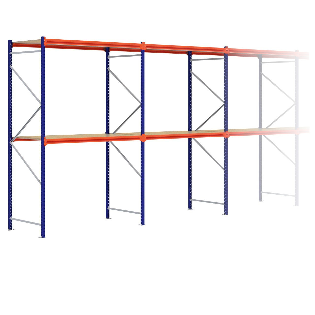 Grootvakstelling 3.000 mm x 17.200 mm x 1.000 mm (HxLxD) - 2 niveaus