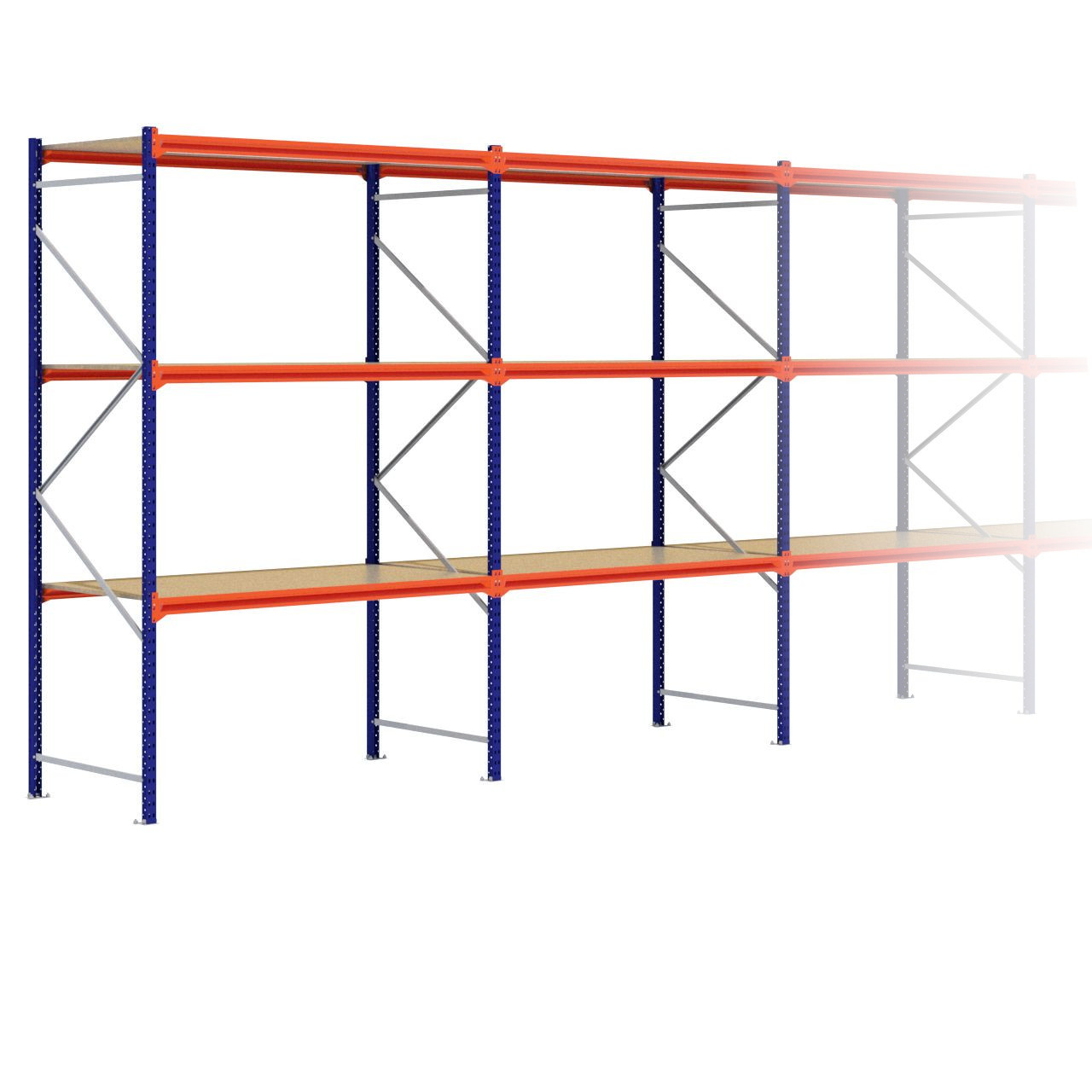 Grootvakstelling 3.000 mm x 17.200 mm x 1.000 mm (HxLxD) - 3 niveaus