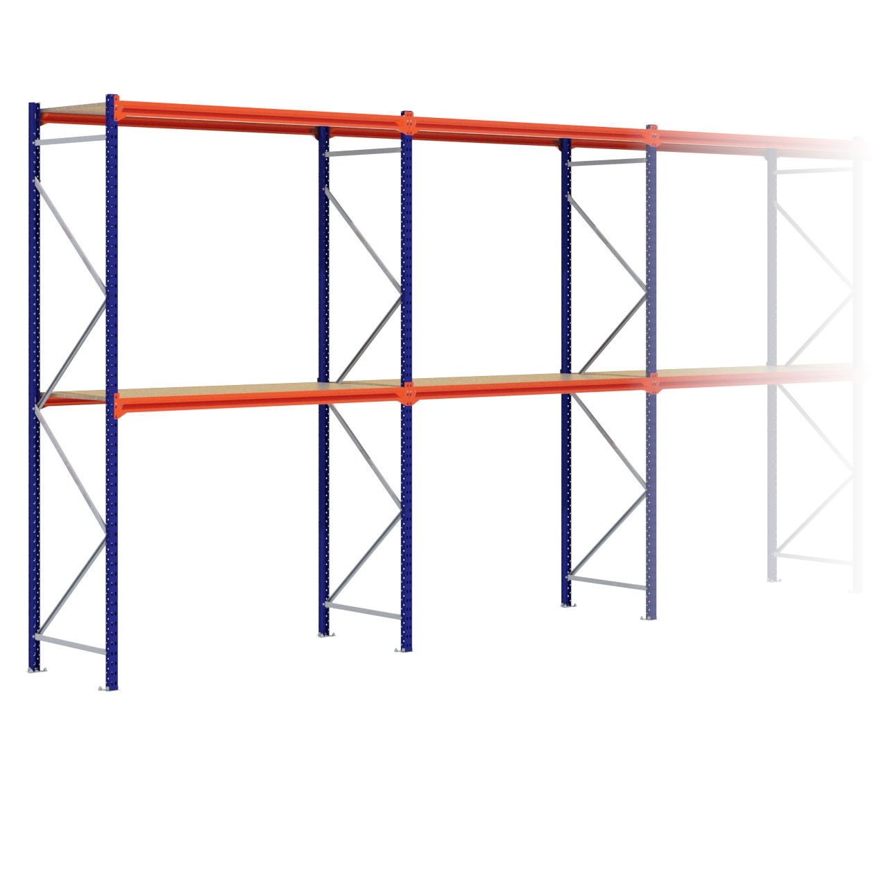 Grootvakstelling 3.000 mm x 19.100 mm x 800 mm (HxLxD) - 2 niveaus