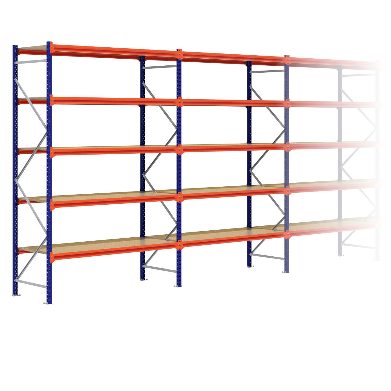 Grootvakstelling 3.000 mm x 19.100 mm x 800 mm (HxLxD) - 5 niveaus