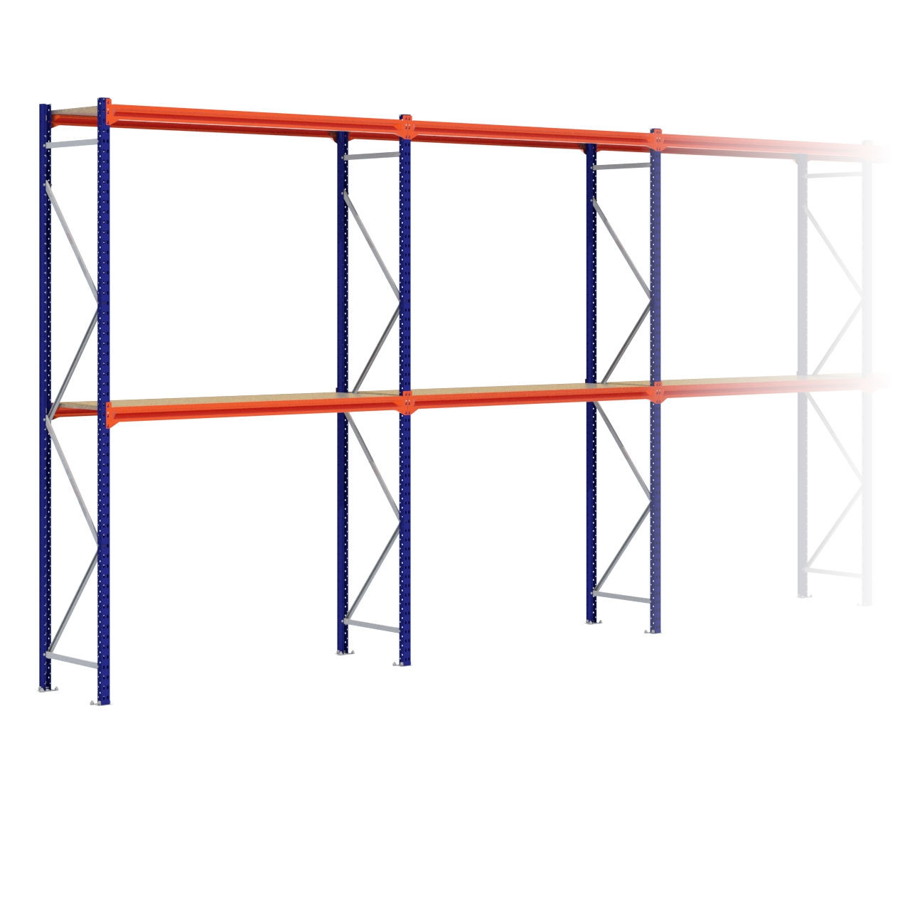 Grootvakstelling 3.000 mm x 19.100 mm x 600 mm (HxLxD) - 2 niveaus