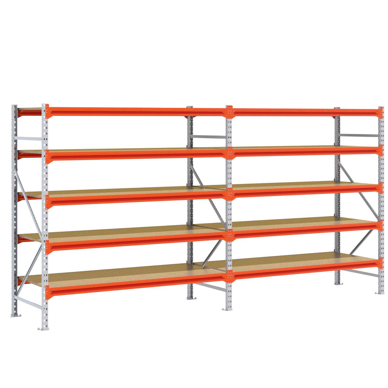 Grootvakstelling 2.000 mm x 3.900 mm x 800 mm (HxLxD) - 5 niveaus GALVA (Liggers: 1.850 mm)