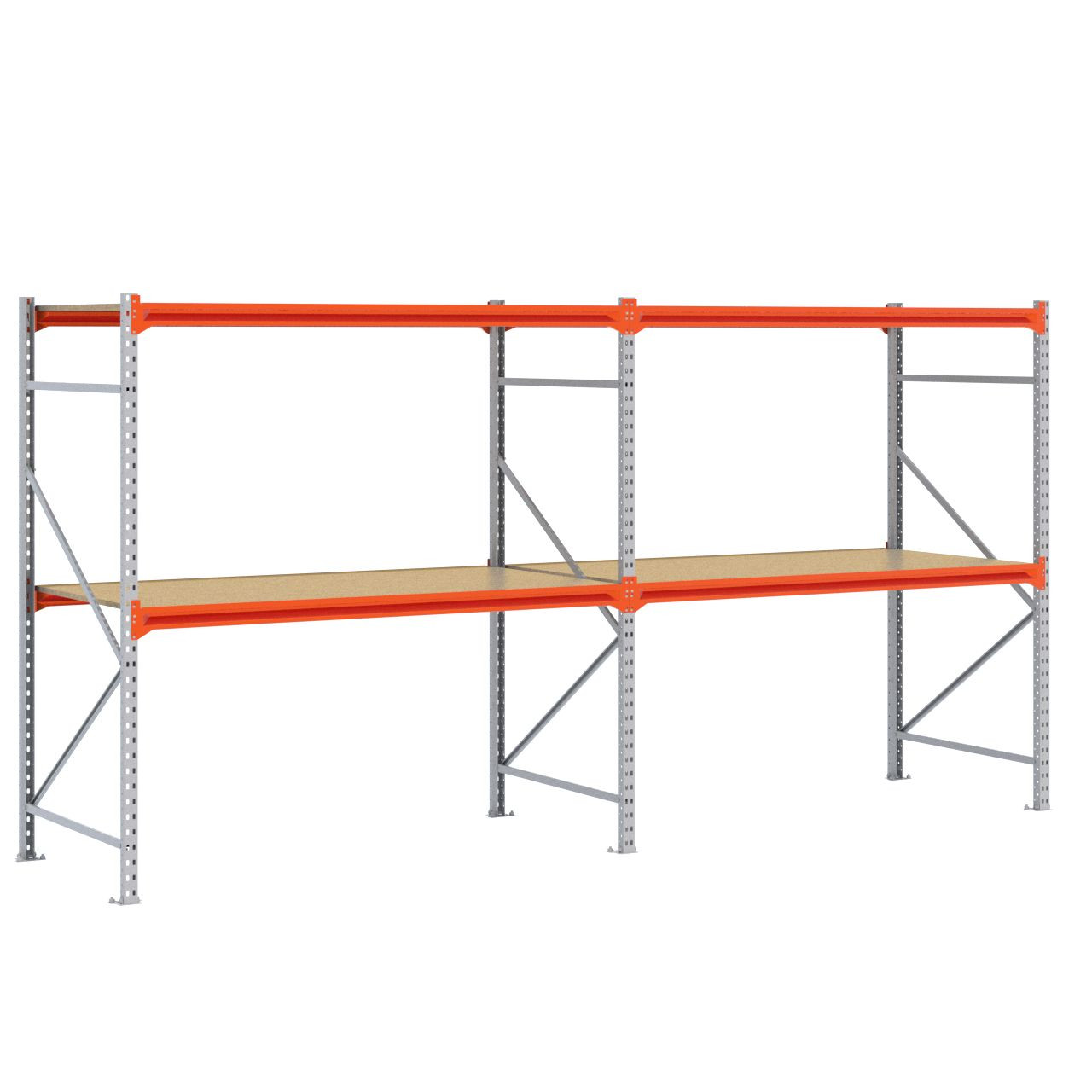 Grootvakstelling 2.000 mm x 3.900 mm x 1.000 mm (HxLxD) - 2 niveaus GALVA (Liggers: 1.850 mm)