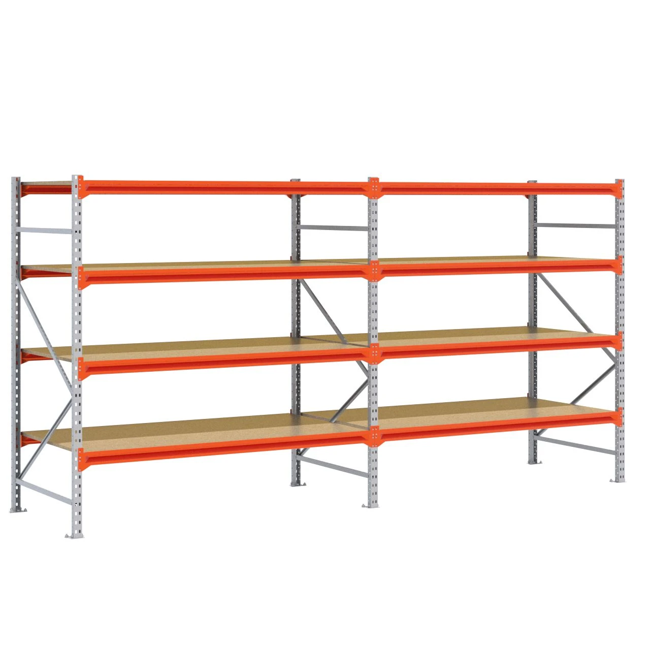 Grootvakstelling 2.000 mm x 3.900 mm x 1.000 mm (HxLxD) - 4 niveaus GALVA (Liggers: 1.850 mm)