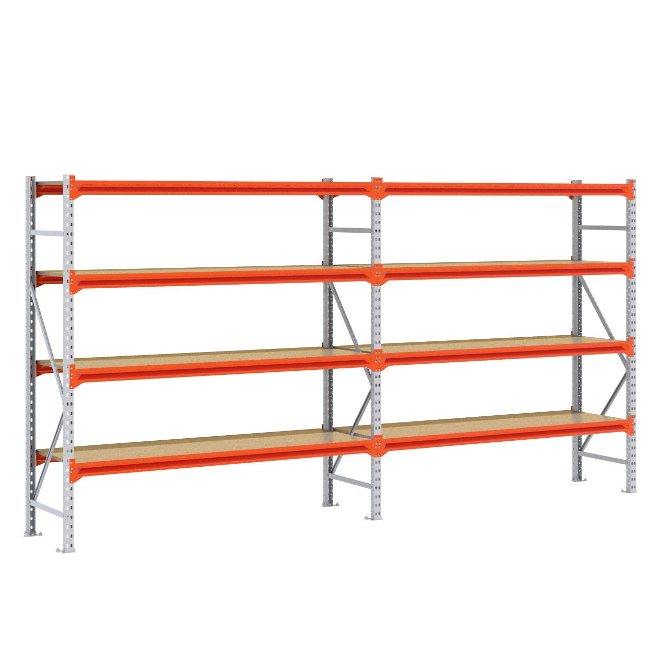 Grootvakstelling 2.000 mm x 3.900 mm x 600 mm (HxLxD) - 4 niveaus GALVA (Liggers: 1.850 mm)