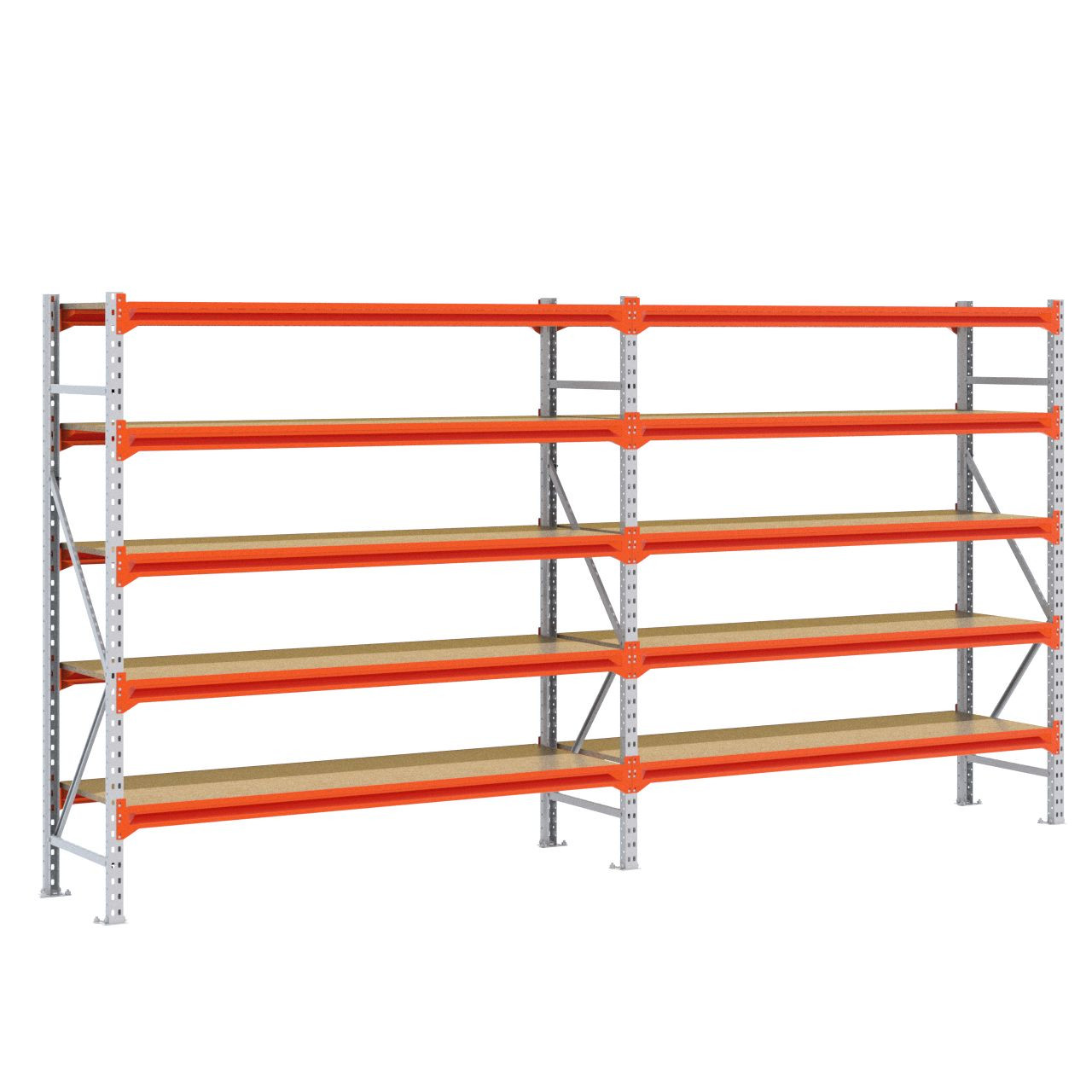Grootvakstelling 2.000 mm x 3.900 mm x 600 mm (HxLxD) - 5 niveaus GALVA (Liggers: 1.850 mm)