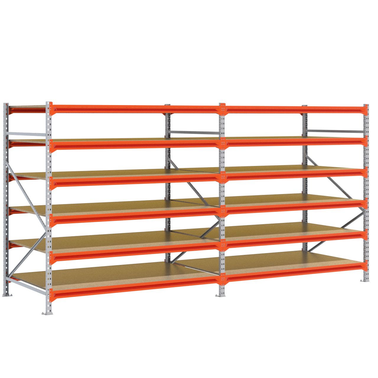 Grootvakstelling 2.000 mm x 3.900 mm x 1.200 mm (HxLxD) - 6 niveaus GALVA (Liggers: 1.850 mm)