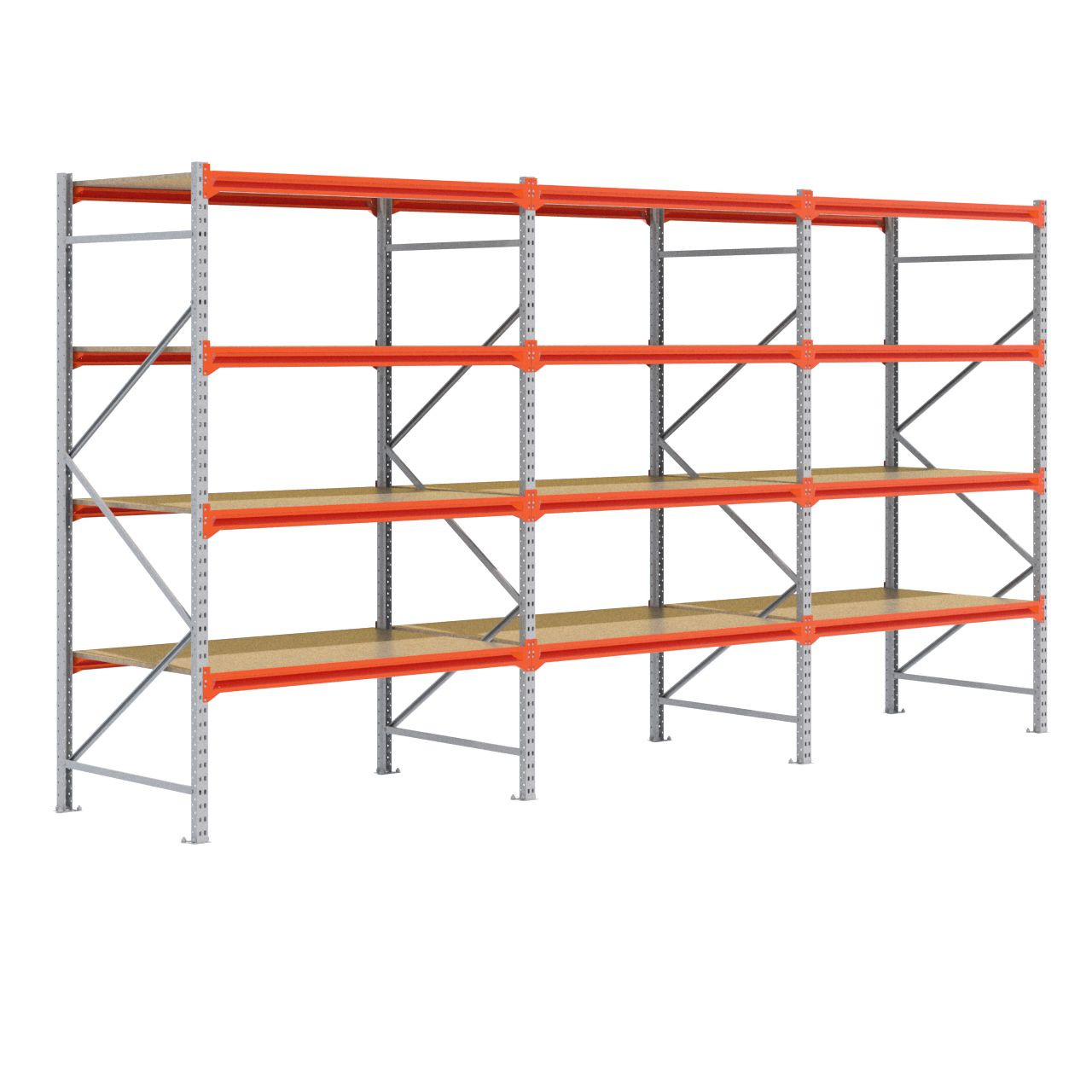 Grootvakstelling 2.500 mm x 4.700 mm x 1.000 mm (HxLxD) - 4 niveaus (Liggerlengte 1.500 mm) GALVA