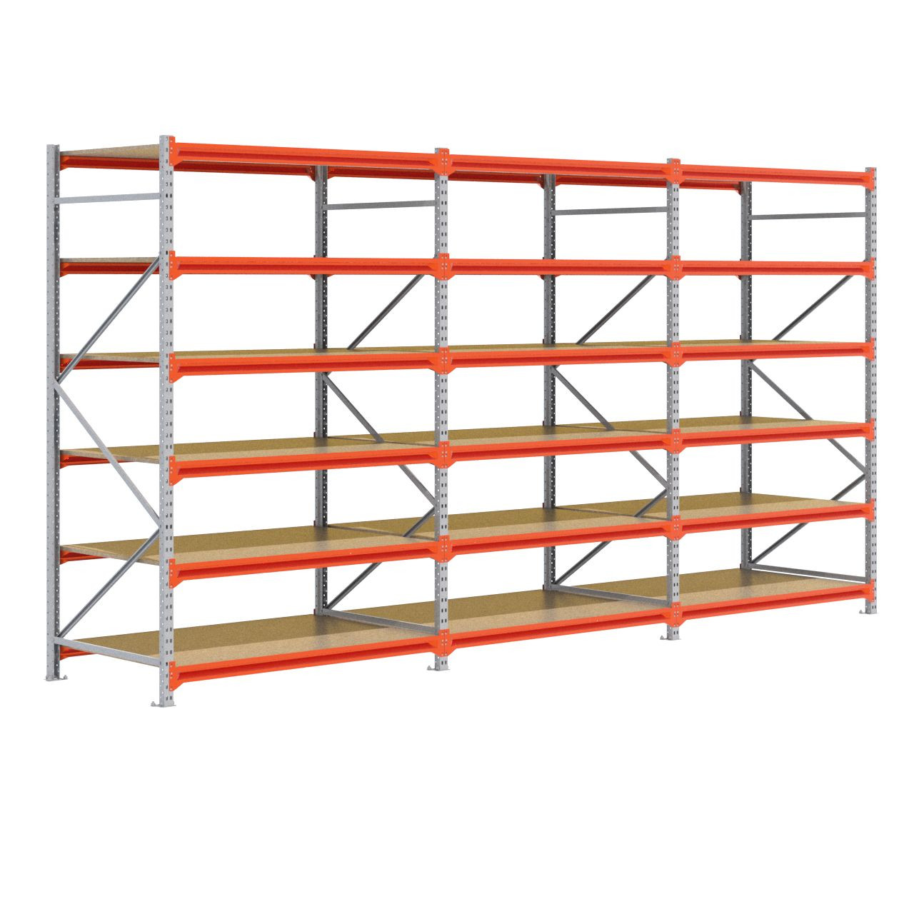 Grootvakstelling 2.500 mm x 4.700 mm x 1.000 mm (HxLxD) - 6 niveaus (Liggerlengte 1.500 mm) GALVA