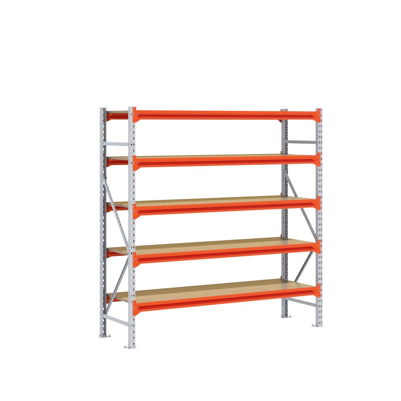 Grootvakstelling 2.000 mm x 2.000 mm x 600 mm (HxLxD) - 5 niveaus (Liggers: 1.850 mm) GALVA