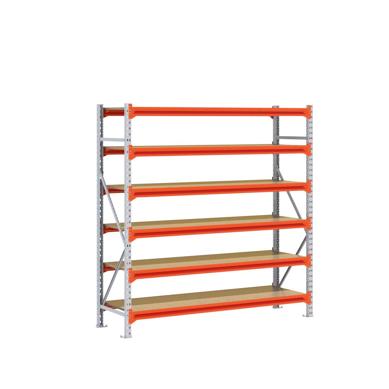 Grootvakstelling 2.000 mm x 2.000 mm x 600 mm (HxLxD) - 6 niveaus (Liggers: 1.850 mm) GALVA
