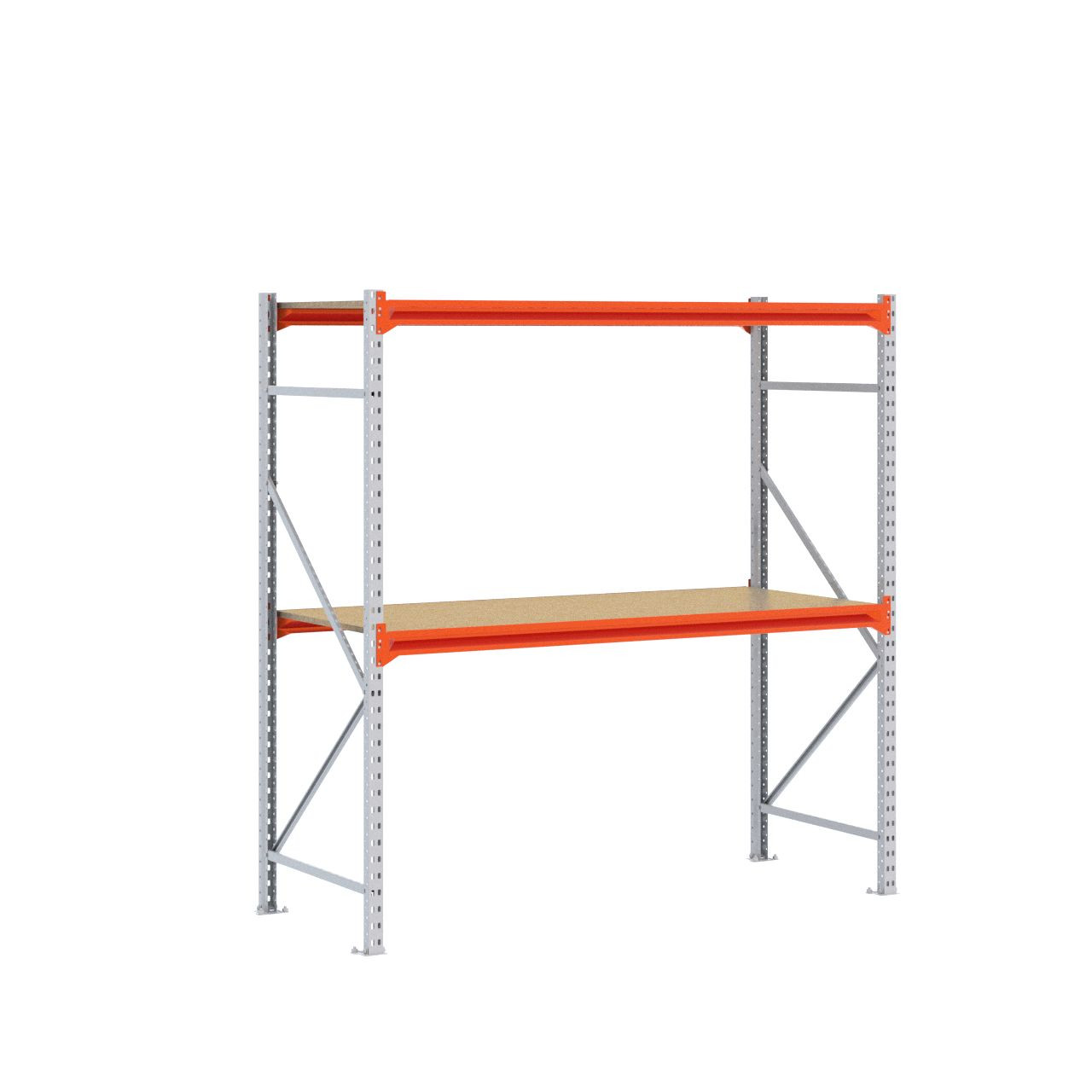 Grootvakstelling 2.000 mm x 2.000 mm x 800 mm (HxLxD) - 2 niveaus (Liggers: 1.850 mm) GALVA