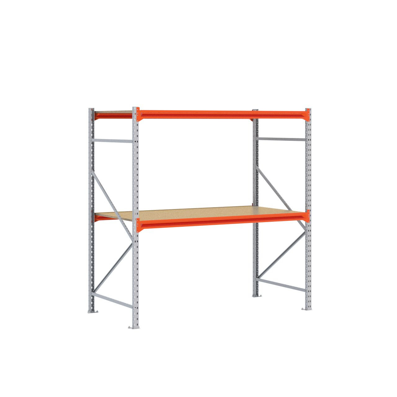 Grootvakstelling 2.000 mm x 2.000 mm x 1.000 mm (HxLxD) - 2 niveaus (Liggers: 1.850 mm) GALVA