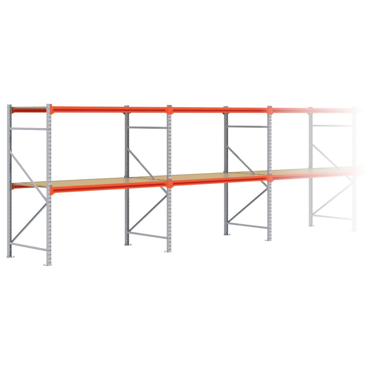 Grootvakstelling 2.000 mm x 11.500 mm x 1.000 mm (HxLxD) - 2 niveaus GALVA