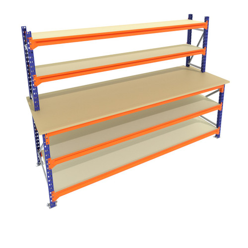 Werkbank of Inpaktafel vast - met opbouw – Blauw -  Alle maten