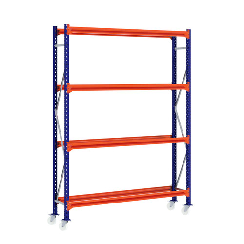Bandenstelling op wielen - Blauw/Oranje - Alle afmetingen
