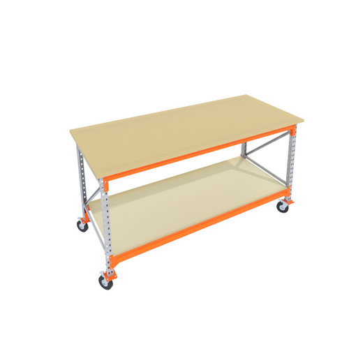 Verrijdbare Werkbank & Inpaktafel mobiel - GALVA - Op Wielen - Zelf samenstellen - Werktafel