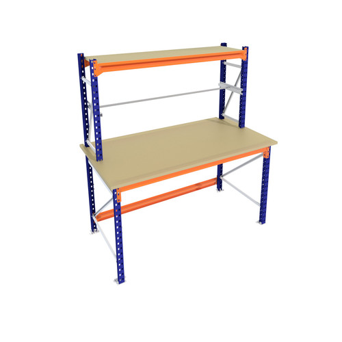Inpaktafel Blauw - Met rolhouder stang boven - Werkbank & Paktafel