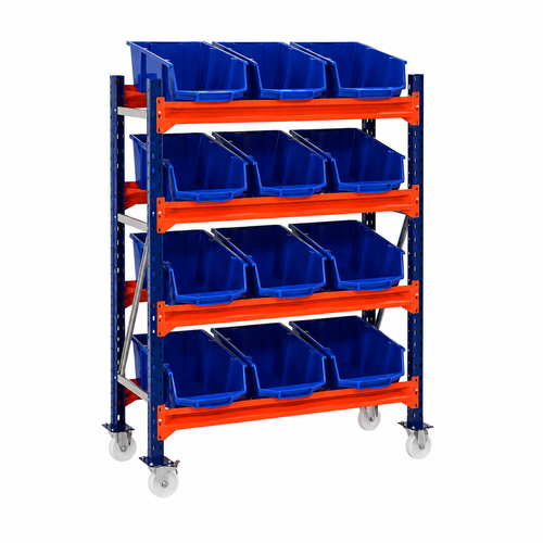 Bakkenkast op wielen - 150x40x105 cm (HxDxB) - 12 XL bakken - Bakkenwagen smal