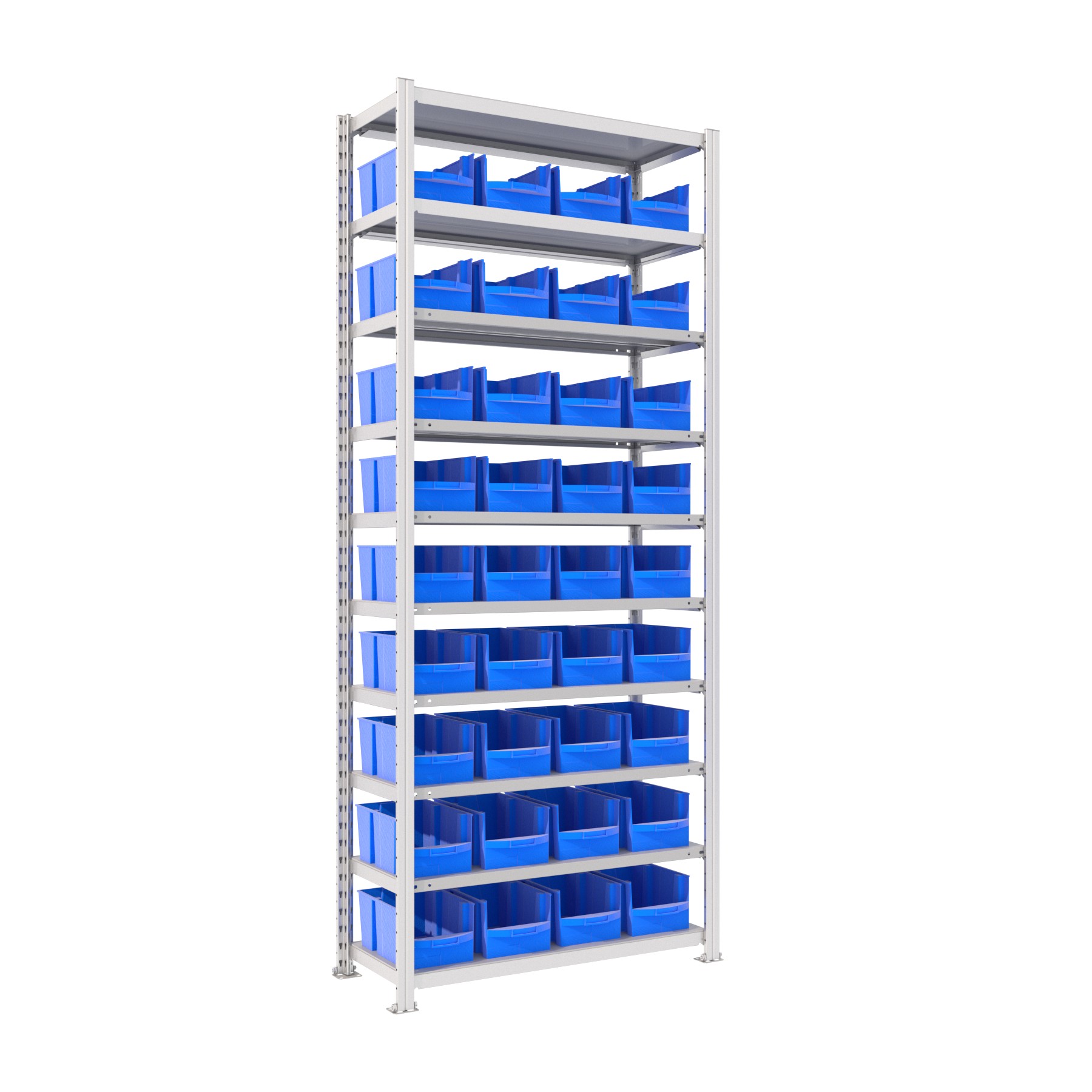 Bakkenkast - 2.500 x 1.000 x 400 mm (HxBxD) - Met 36 'Large' magazijnbakken per sectie!