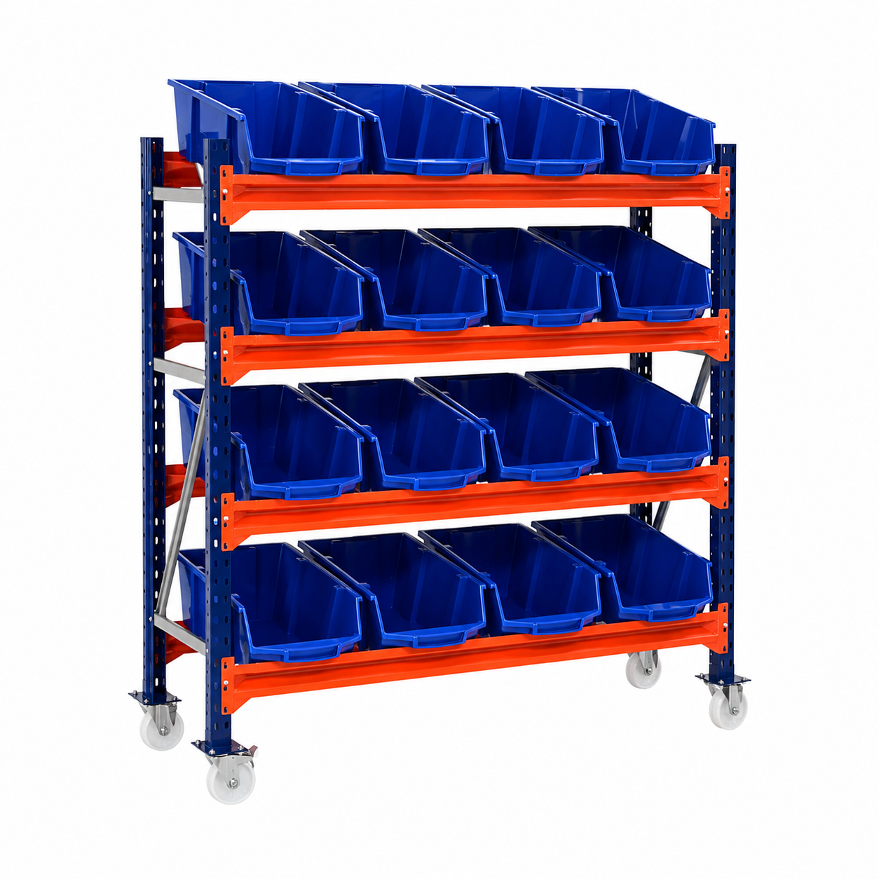 Bakkenkast op wielen - 150x40x150 cm (HxDxB) - 16 XL bakken Bakkenwagen