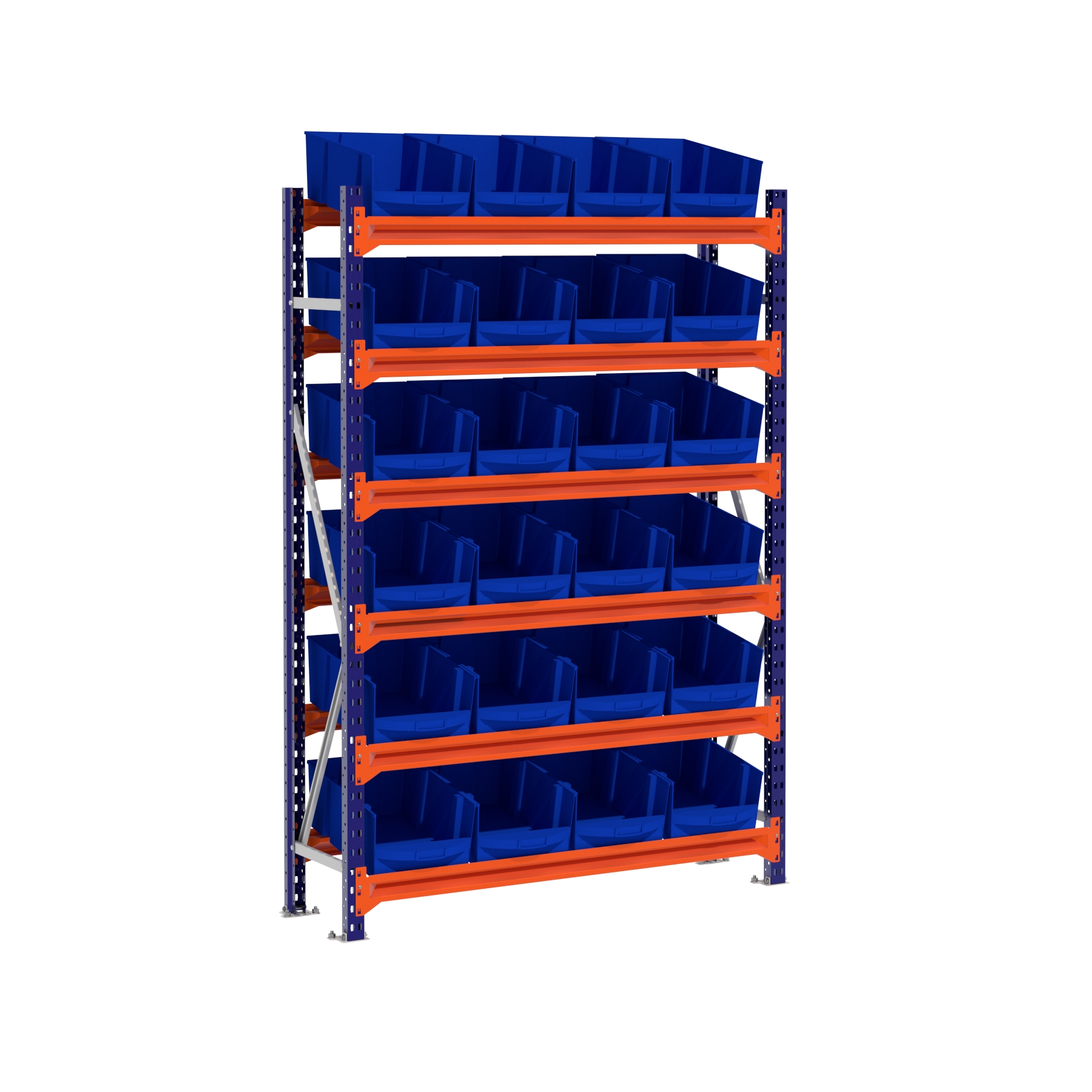 Bakkenkast Grootvakstelling - 200 x 40 x 145 cm (HxDxB) per sectie - 24 XL Bakken - 6 Niveaus!