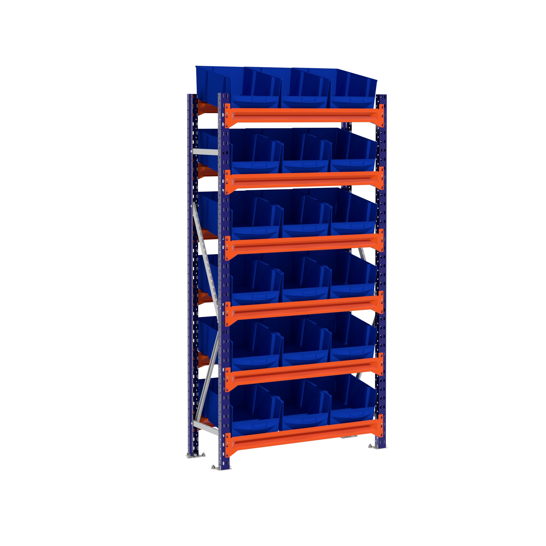 Bakkenkast Grootvakstelling - 200 x 40 x 105 cm (HxDxB) per sectie - 18 XL Bakken - 6 Niveaus!