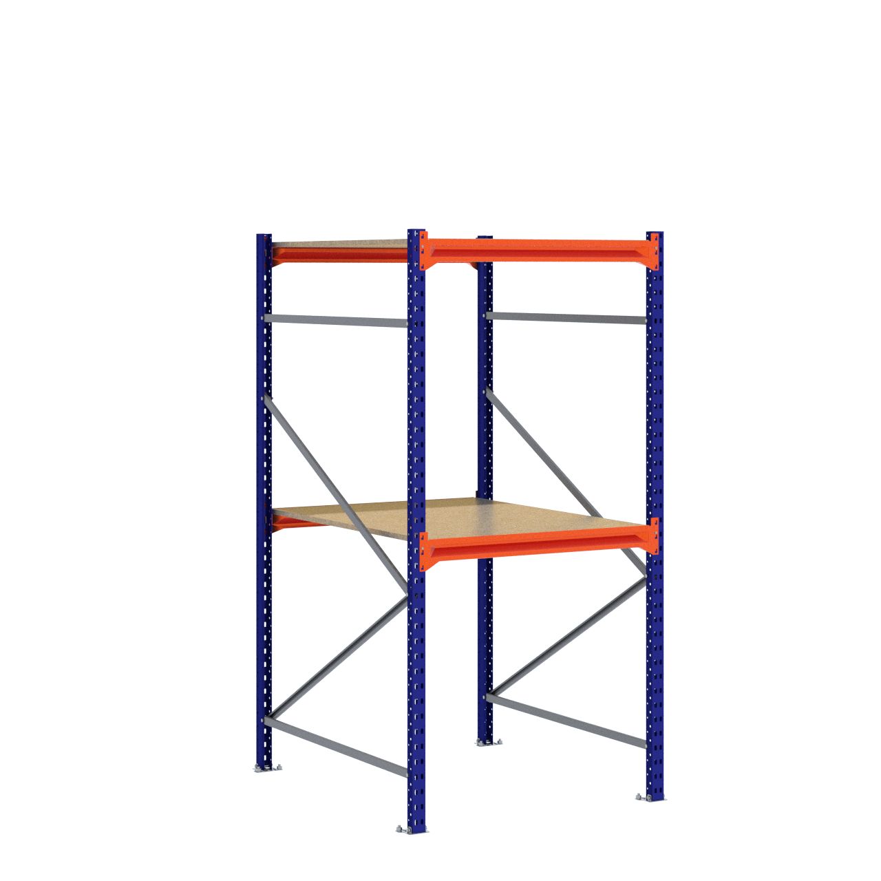 Grootvakstelling 2.000 mm x 1.000 mm x 1.200 mm (HxLxD) - 2 niveaus (Liggers: 900 mm)