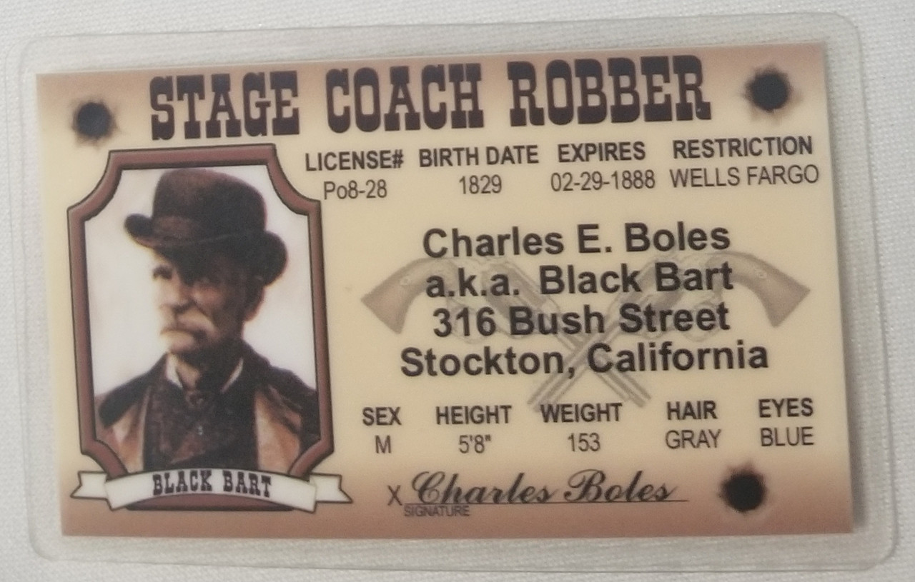 Charles Boles aka Black Bart souvenir novelty card