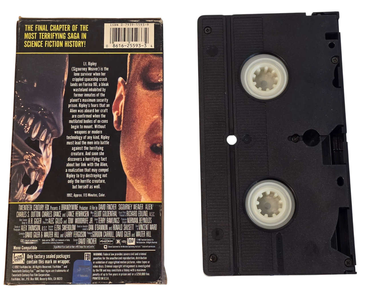 Alien 3 VHS Movie Stars Sigourney Weaver Charles Dance