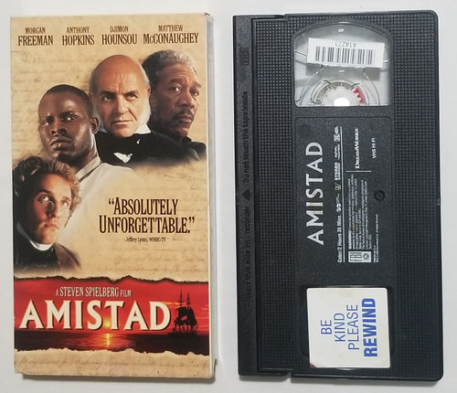 Amistad VHS Movie stars Morgan Freeman front of sleeve and video