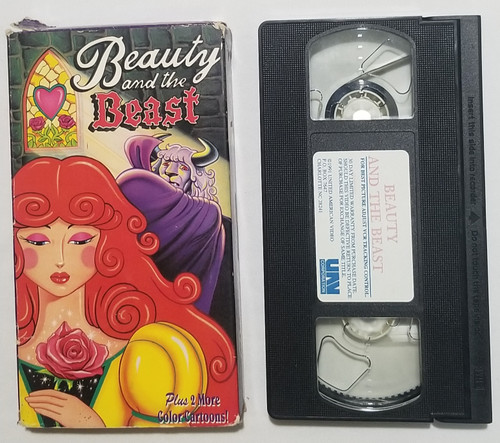 Beauty and The Beast Plus 2 More Color Cartoons UAV VHS front of the sleeve and video