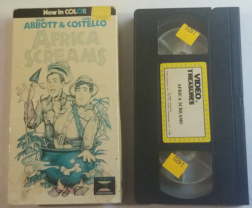 Africa Screams VHS Movie stars Bud Abbott & Lou Costello front of sleeve and video